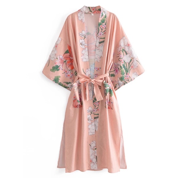 New Bohemian Mixed Print Kimono Duster Wrap Jacket - Picture 10 of 16